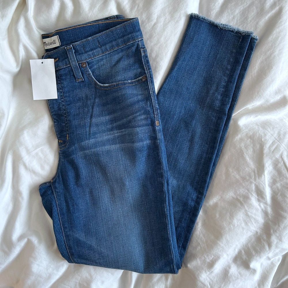 Madewell 9” High Rise Skinnies Jeans Raw Hem Geoff Wash